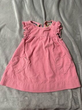 Mini Boden Pink Flutter Sleeve Dress with Heart Pockets Size 4-5